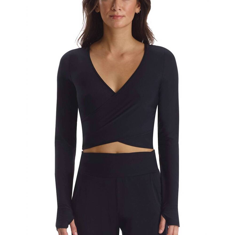 NEW COMMANDO butter wrap top with thumb holes in black